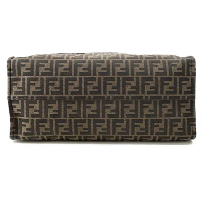 Pre-owned Fendi Zucca Black Brown Canvas Shoulder Bag Tote Bag () In Multi