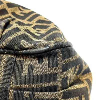 Pre-owned Fendi Zucca Black Brown Zucca Canvas Leather Tote Bag () In Multi