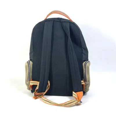 Pre-owned Fendi Zucca Black Khaki Orange Nylon Canvas Backpack ()