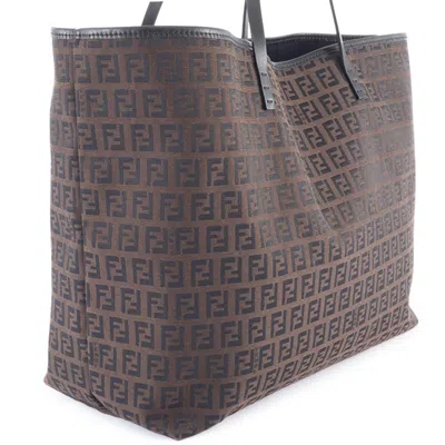 Pre-owned Fendi Zucca Brown Canvas Leather Tote Bag ()