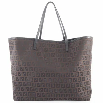 Pre-owned Fendi Zucca Brown Canvas Leather Tote Bag ()