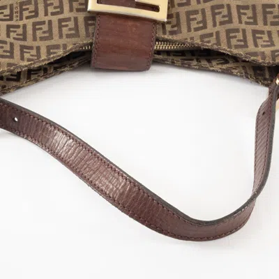 Pre-owned Fendi Zucca Brown Canvas Leather Shoulder Bag ()
