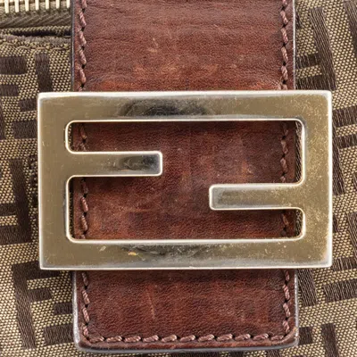 Pre-owned Fendi Zucca Brown Canvas Leather Shoulder Bag ()
