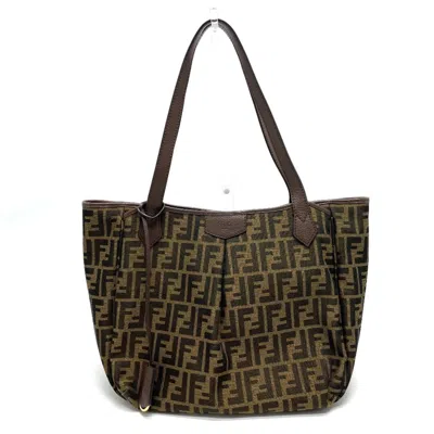 Pre-owned Fendi Zucca Brown Zucca Leather Canvas Shoulder Bag Tote Bag ()