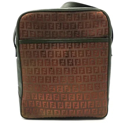 Pre-owned Fendi Zucchino Brown Khaki Zucchino Pochette Shoulder Bag () In Multi