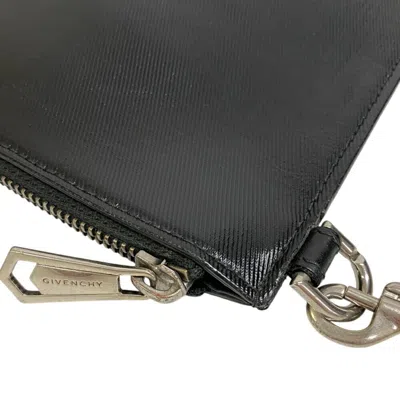 Pre-owned Givenchy Black White Leather Canvas Clutch Bag Pouch () In Multi