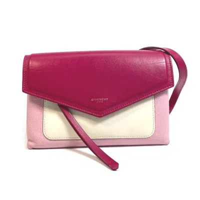 Pre-owned Givenchy Pink White Leather Pochette Shoulder Bag () In Multi