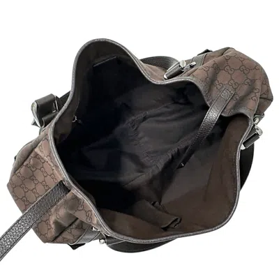 Pre-owned Gucci Abbey Dark Brown Nylon Shoulder Bag Tote Bag ()