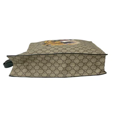 Pre-owned Gucci Beige Black Brown Pvc Leather Handbag Shoulder Bag Tote Bag () In Multi