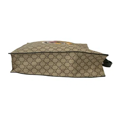 Pre-owned Gucci Beige Black Brown Pvc Leather Handbag Shoulder Bag Tote Bag () In Multi