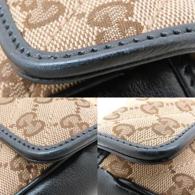 Pre-owned Gucci Beige Black Gg Canvas Leather Shoulder Bag () In Multi