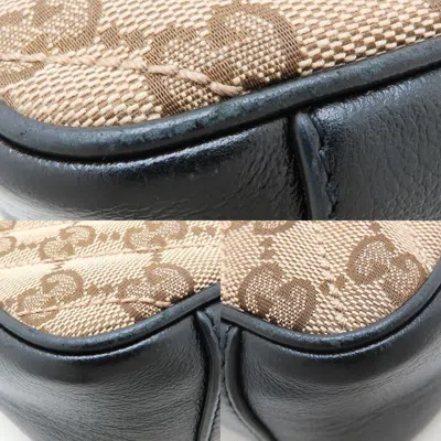 Pre-owned Gucci Beige Black Gg Canvas Leather Shoulder Bag () In Multi