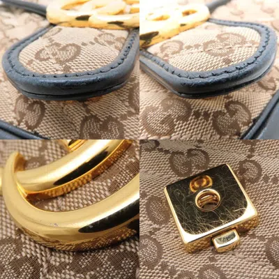 Pre-owned Gucci Beige Black Gg Canvas Leather Shoulder Bag () In Multi