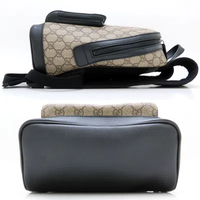 Pre-owned Gucci Beige Black Gg Supreme Leather Backpack () In Multi