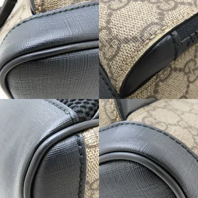 Pre-owned Gucci Beige Black Gg Supreme Leather Backpack () In Multi