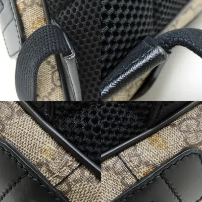 Pre-owned Gucci Beige Black Gg Supreme Leather Backpack () In Multi