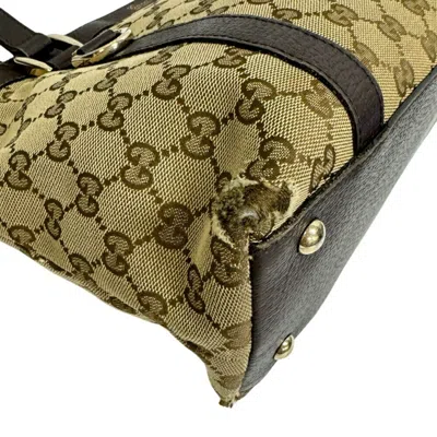 Pre-owned Gucci Beige Brown Canvas Leather Tote Bag () In Multi