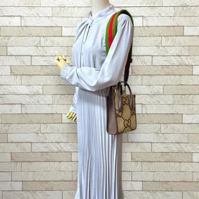 Pre-owned Gucci Beige Brown Gg Canvas Leather Shoulder Bag () In Multi