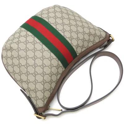 Pre-owned Gucci Beige Brown Gg Supreme Leather Shoulder Bag () In Multi