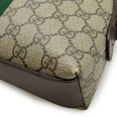 Pre-owned Gucci Beige Brown Green Red Color Gg Supreme Leather Pochette Shoulder Bag ()