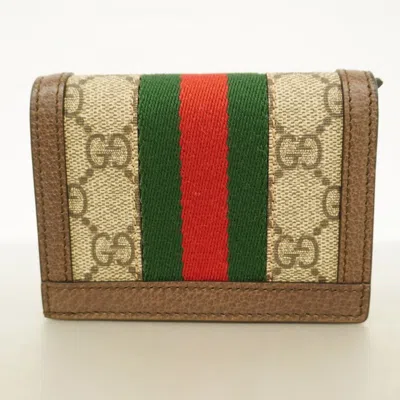 Pre-owned Gucci Beige Brown Pvc Wallet (bi-fold) () In Multi