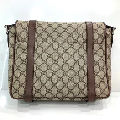 Pre-owned Gucci Beige Dark Brown Pvc Leather Messenger Bag Shoulder Bag () In Multi