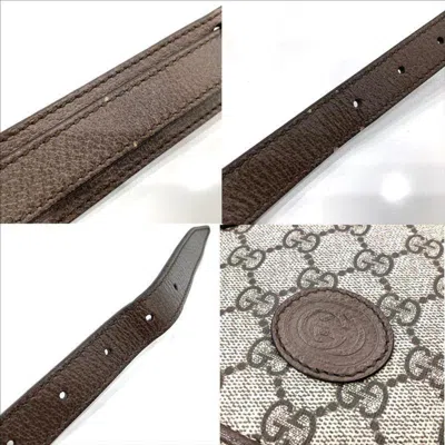 Pre-owned Gucci Beige Dark Brown Pvc Leather Messenger Bag Shoulder Bag () In Multi