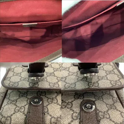 Pre-owned Gucci Beige Dark Brown Pvc Leather Messenger Bag Shoulder Bag () In Multi