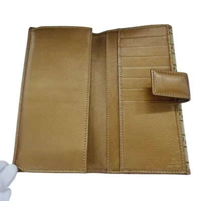 Pre-owned Gucci Beige Gg Canvas Long Bill Wallet (bi-fold) () In Sand