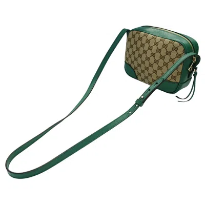 Pre-owned Gucci Beige Green Gg Canvas Shoulder Bag () In Multi