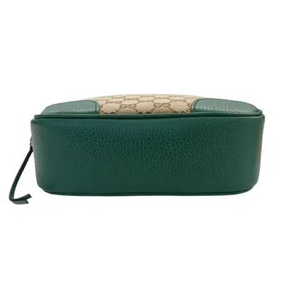 Pre-owned Gucci Beige Green Gg Canvas Shoulder Bag () In Multi