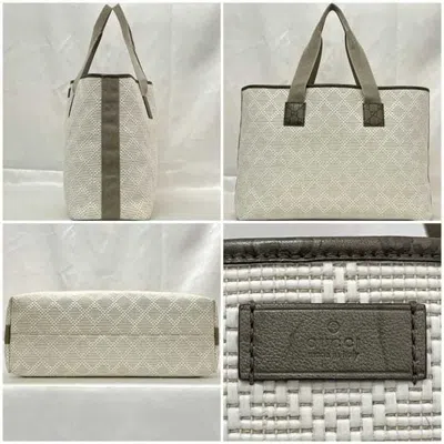 Pre-owned Gucci Beige Khaki White Pvc Leather Tote Bag ()