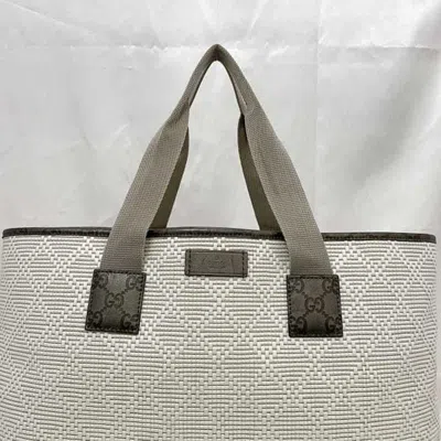 Pre-owned Gucci Beige Khaki White Pvc Leather Tote Bag ()