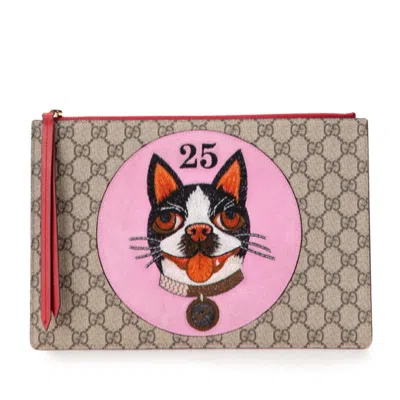 Pre-owned Gucci Beige Multi-color Pvc Suede Clutch Bag ()