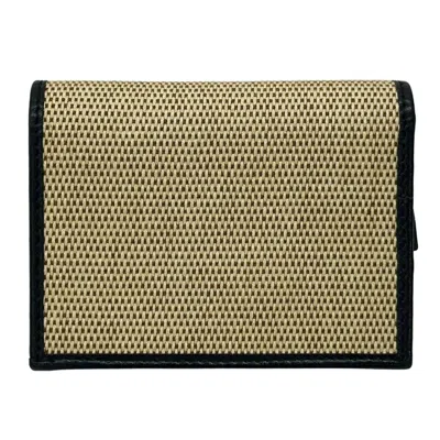 Pre-owned Gucci Beige Navy Canvas Leather Wallet (bi-fold) () In Multi