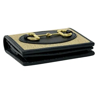 Pre-owned Gucci Beige Navy Canvas Leather Wallet (bi-fold) () In Multi