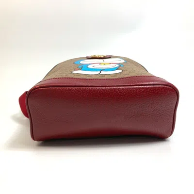 Pre-owned Gucci Beige Red Color Pvc Leather Backpack () In Multi