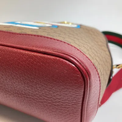 Pre-owned Gucci Beige Red Color Pvc Leather Backpack () In Multi