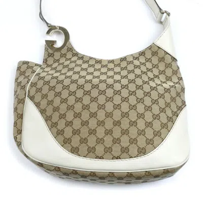 Pre-owned Gucci Beige White Gg Canvas Shoulder Bag () In Multi