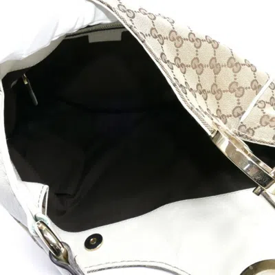Pre-owned Gucci Beige White Gg Canvas Shoulder Bag () In Multi