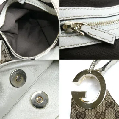 Pre-owned Gucci Beige White Gg Canvas Shoulder Bag () In Multi