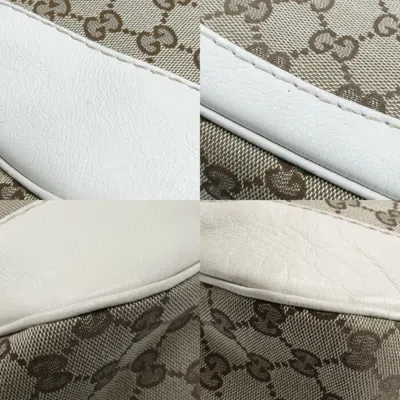 Pre-owned Gucci Beige White Gg Canvas Shoulder Bag () In Multi