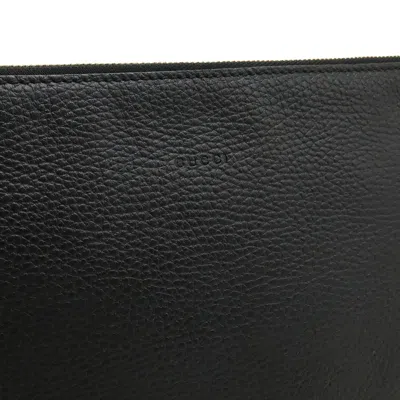 Pre-owned Gucci Black Bamboo Leather Clutch Bag ()