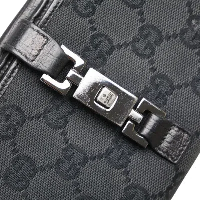 Pre-owned Gucci Black Canvas Leather Long Wallet (bi-fold) ()