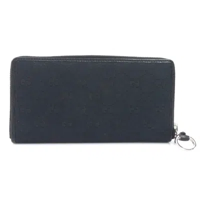 Pre-owned Gucci Black Gg Canvas Long Wallet (bi-fold) ()