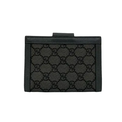 Pre-owned Gucci Black Gray Leather Pvc Wallet (bi-fold) () In Multi