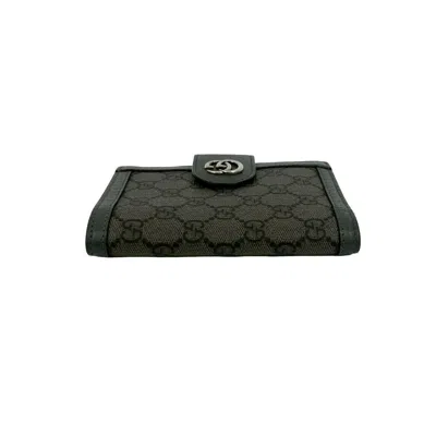 Pre-owned Gucci Black Gray Leather Pvc Wallet (bi-fold) () In Multi