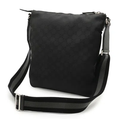 Pre-owned Gucci Black Gray Nylon Leather Shoulder Bag () In Multi