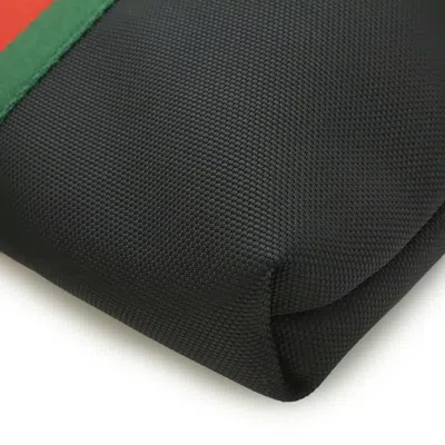 Pre-owned Gucci Black Green Red Color Canvas Leather Shoulder Bag () In Multi