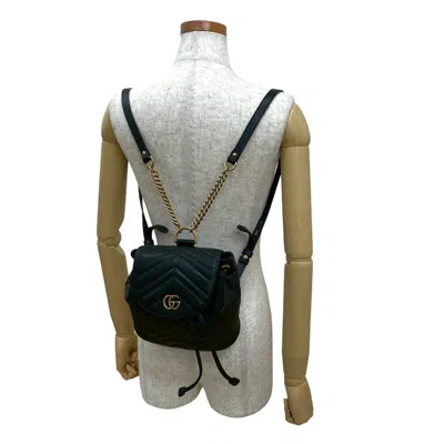 Pre-owned Gucci Black Leather Backpack ()